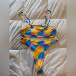 Aurielle swimwear Multicolor Geometric Bikini set large